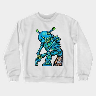 Thoughtful Thinking Cute Robot Crewneck Sweatshirt